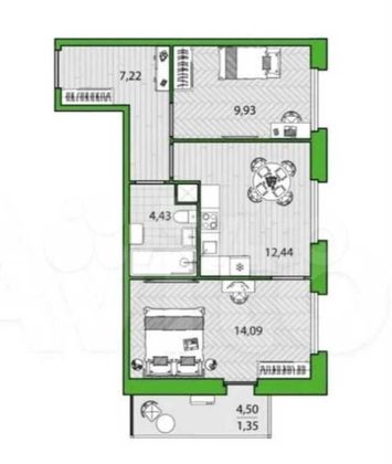 Продажа 2-комнатной квартиры 48,8 м², 6/25 этаж