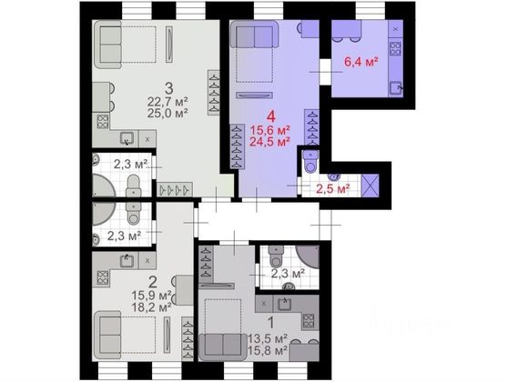 Продажа квартиры-студии 25 м², 1/3 этаж