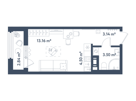 25,7 м², студия, 9/11 этаж