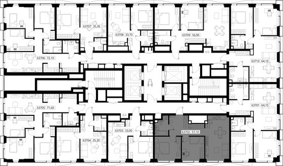 Продажа 2-комнатной квартиры 57,1 м², 37/48 этаж