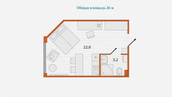Продажа квартиры-студии 26 м², 3/20 этаж