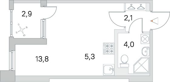 Продажа квартиры-студии 26,6 м², 1/5 этаж