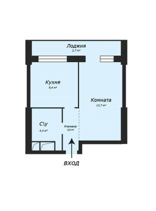 Продажа 1-комнатной квартиры 33,2 м², 12/27 этаж