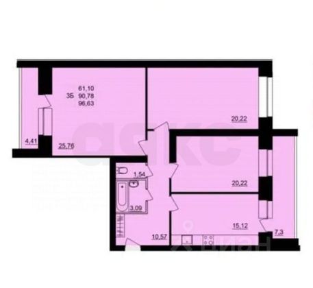 Продажа 3-комнатной квартиры 100 м², 4/14 этаж