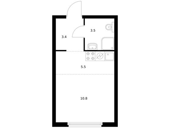 Продажа квартиры-студии 23,2 м², 2/21 этаж