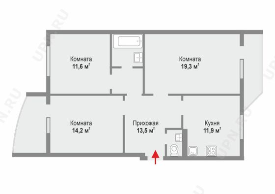 Продажа 3-комнатной квартиры 75 м², 3/10 этаж