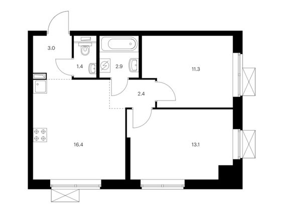 Продажа 2-комнатной квартиры 50,5 м², 6/20 этаж