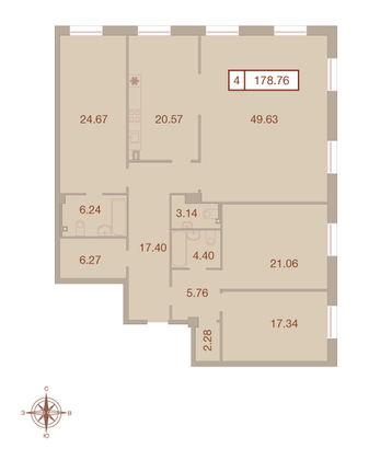 Продажа 4-комнатной квартиры 178,4 м², 1/9 этаж