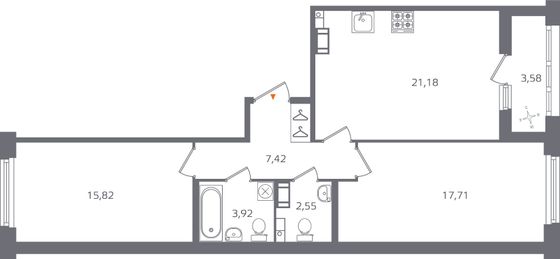 Продажа 2-комнатной квартиры 70,4 м², 6/10 этаж
