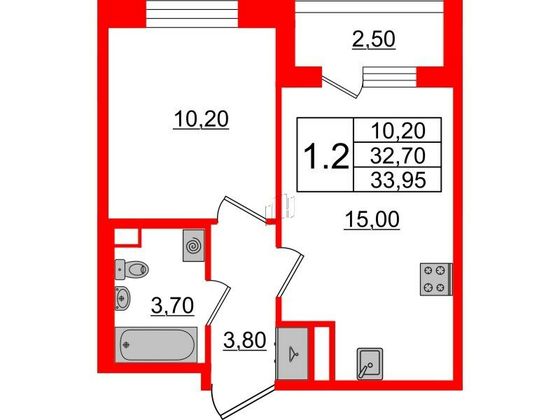 Продажа 1-комнатной квартиры 32,7 м², 1/4 этаж