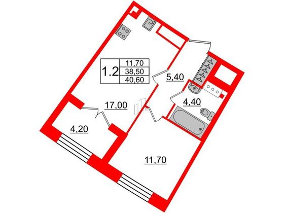 Продажа 1-комнатной квартиры 38,5 м², 2/8 этаж