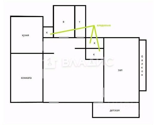 Продажа 3-комнатной квартиры 69 м², 2/2 этаж