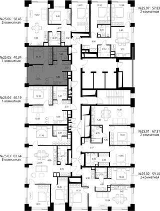 Продажа 1-комнатной квартиры 40,3 м², 25/27 этаж