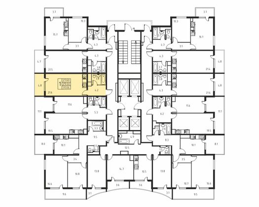 29,6 м², 1-комн. квартира, 18/24 этаж