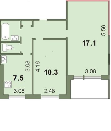Продажа 2-комнатной квартиры 43 м², 3/9 этаж