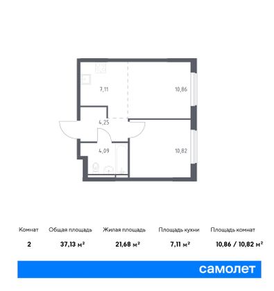 37,1 м², 1-комн. квартира, 14/17 этаж