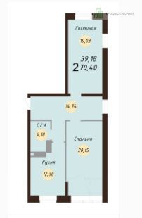 Продажа 2-комнатной квартиры 70 м², 18/24 этаж