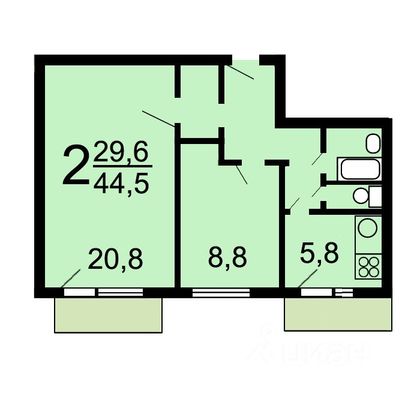 Продажа 2-комнатной квартиры 45 м², 11/14 этаж