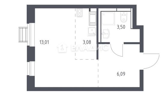 Продажа 1-комнатной квартиры 26 м², 9/17 этаж