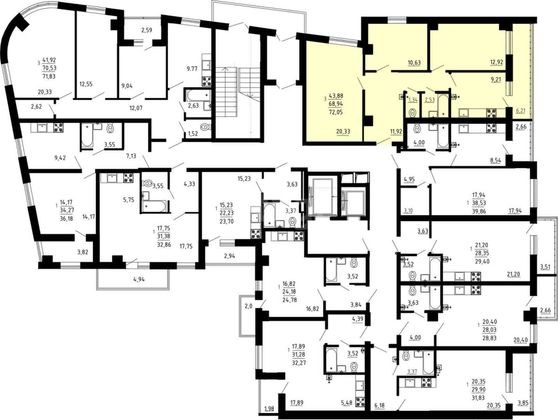 Продажа 3-комнатной квартиры 68,9 м², 6/16 этаж