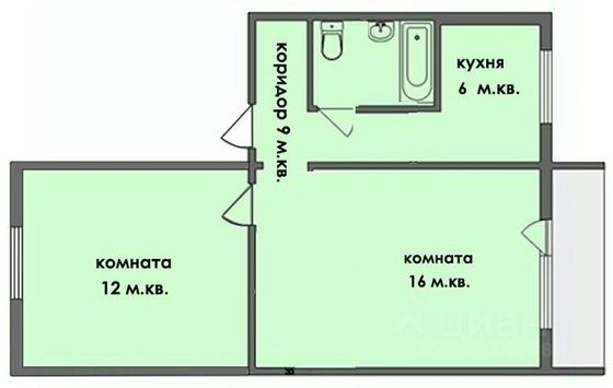 Продажа 2-комнатной квартиры 44,3 м², 5/5 этаж