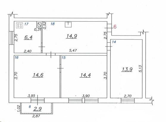 Продажа 3-комнатной квартиры 64,2 м², 2/2 этаж