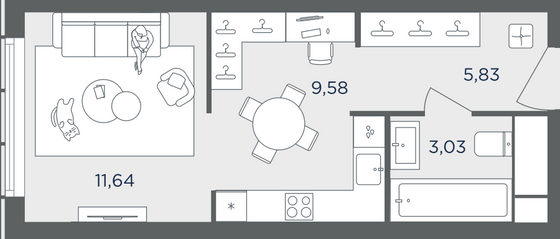 Продажа 1-комнатной квартиры 30,1 м², 47/51 этаж