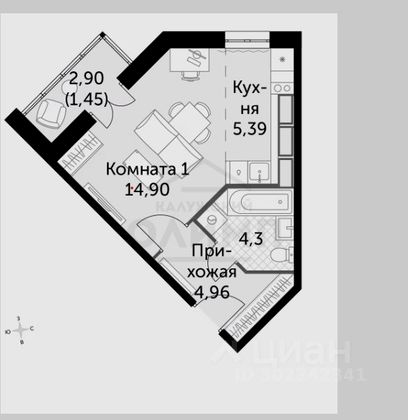 Продажа квартиры-студии 30,9 м², 16/17 этаж