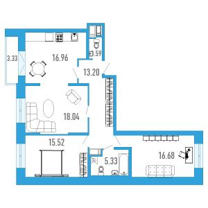 Продажа 3-комнатной квартиры 89 м², 5/21 этаж