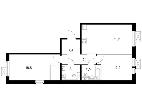 Продажа 2-комнатной квартиры 67,8 м², 7/33 этаж
