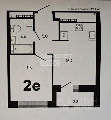 Продажа 2-комнатной квартиры 39,9 м², 9/25 этаж