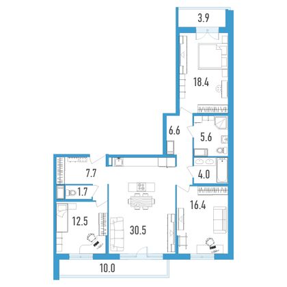 Продажа 3-комнатной квартиры 110,4 м², 11/18 этаж