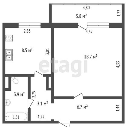 Продажа 1-комнатной квартиры 40 м², 10/10 этаж