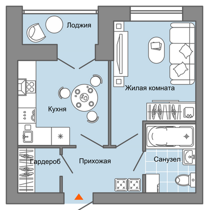 32 м², 1-комн. квартира, 3/6 этаж