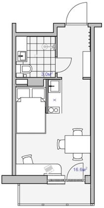 Продажа квартиры-студии 20,3 м², 6/10 этаж