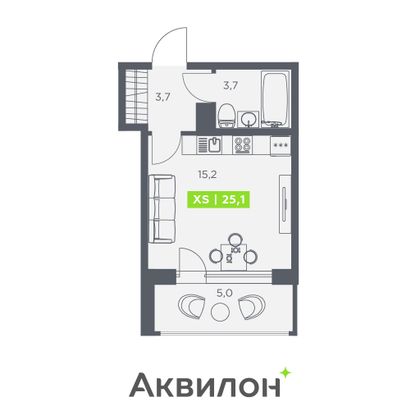 25,1 м², студия, 5/13 этаж