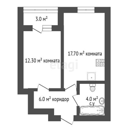 Продажа 1-комнатной квартиры 40,3 м², 24/24 этаж