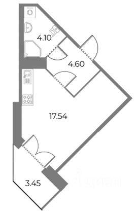 Продажа квартиры-студии 28 м², 5/20 этаж