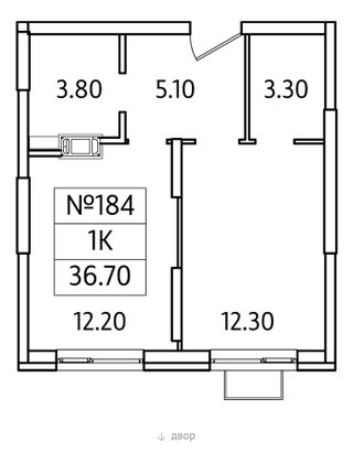 Продажа 1-комнатной квартиры 36,7 м², 17/25 этаж