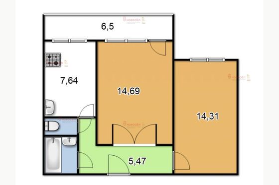 Продажа 2-комнатной квартиры 48 м², 2/12 этаж