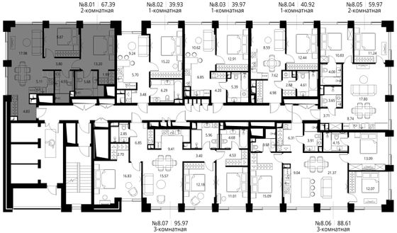 Продажа 2-комнатной квартиры 67,4 м², 8/27 этаж