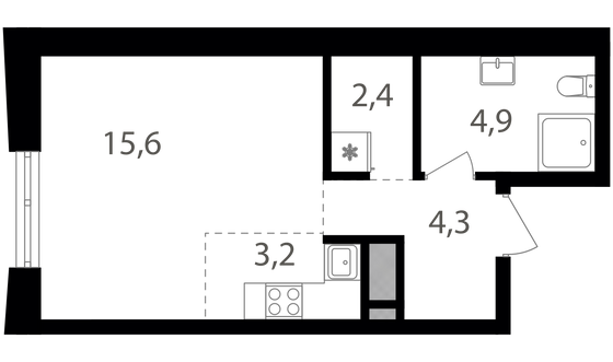 Продажа квартиры-студии 30,4 м², 20/26 этаж