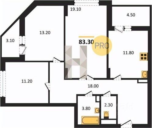 Продажа 3-комнатной квартиры 83,3 м², 4/25 этаж