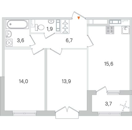 Продажа 2-комнатной квартиры 57,5 м², 4/4 этаж