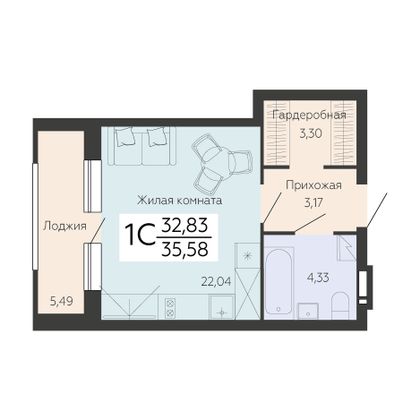 Продажа 1-комнатной квартиры 35,6 м², 10/14 этаж