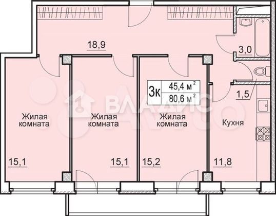 Продажа 3-комнатной квартиры 82 м², 5/5 этаж