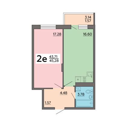 Продажа 2-комнатной квартиры 45,3 м², 15/18 этаж