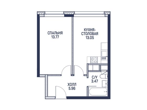 Продажа 1-комнатной квартиры 36,3 м², 14/22 этаж