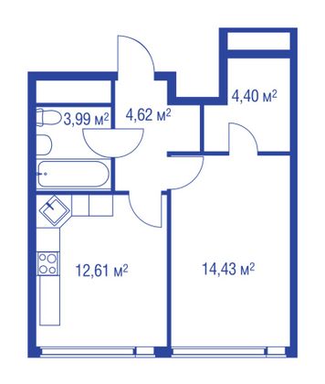 80,6 м², 2-комн. квартира, 31/32 этаж