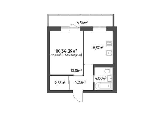 Продажа 1-комнатной квартиры 34,4 м², 2/9 этаж